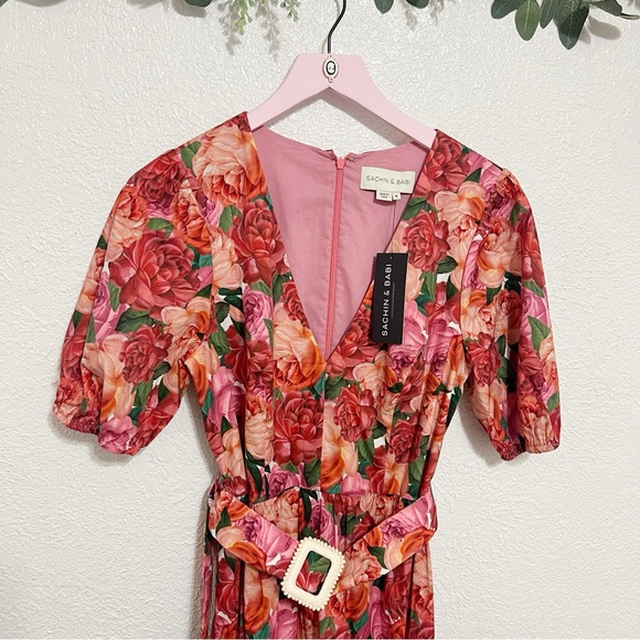 NWT Sachin & Babi Carina Belted Floral Dress - Picture 7 of 13